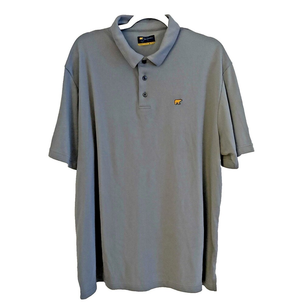 Jack Nicklaus Shirt Men's Size 2XL Golden Bear Logo Gray Golf Polo Short Sleeve